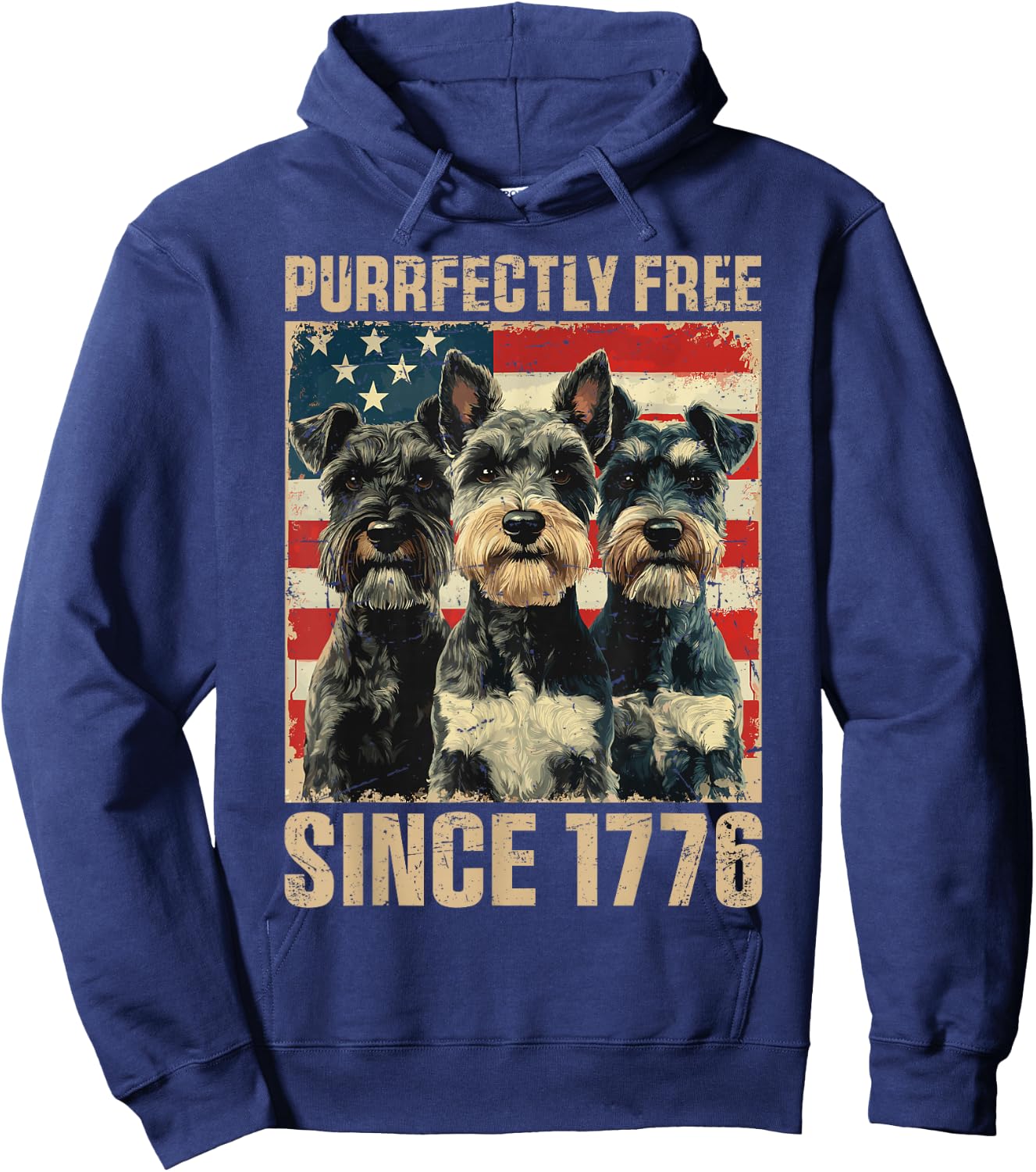 Purrfectly Free Miniature Schnauzer Dog Lover 4th Of July Hoodie - Hoodie | Navy