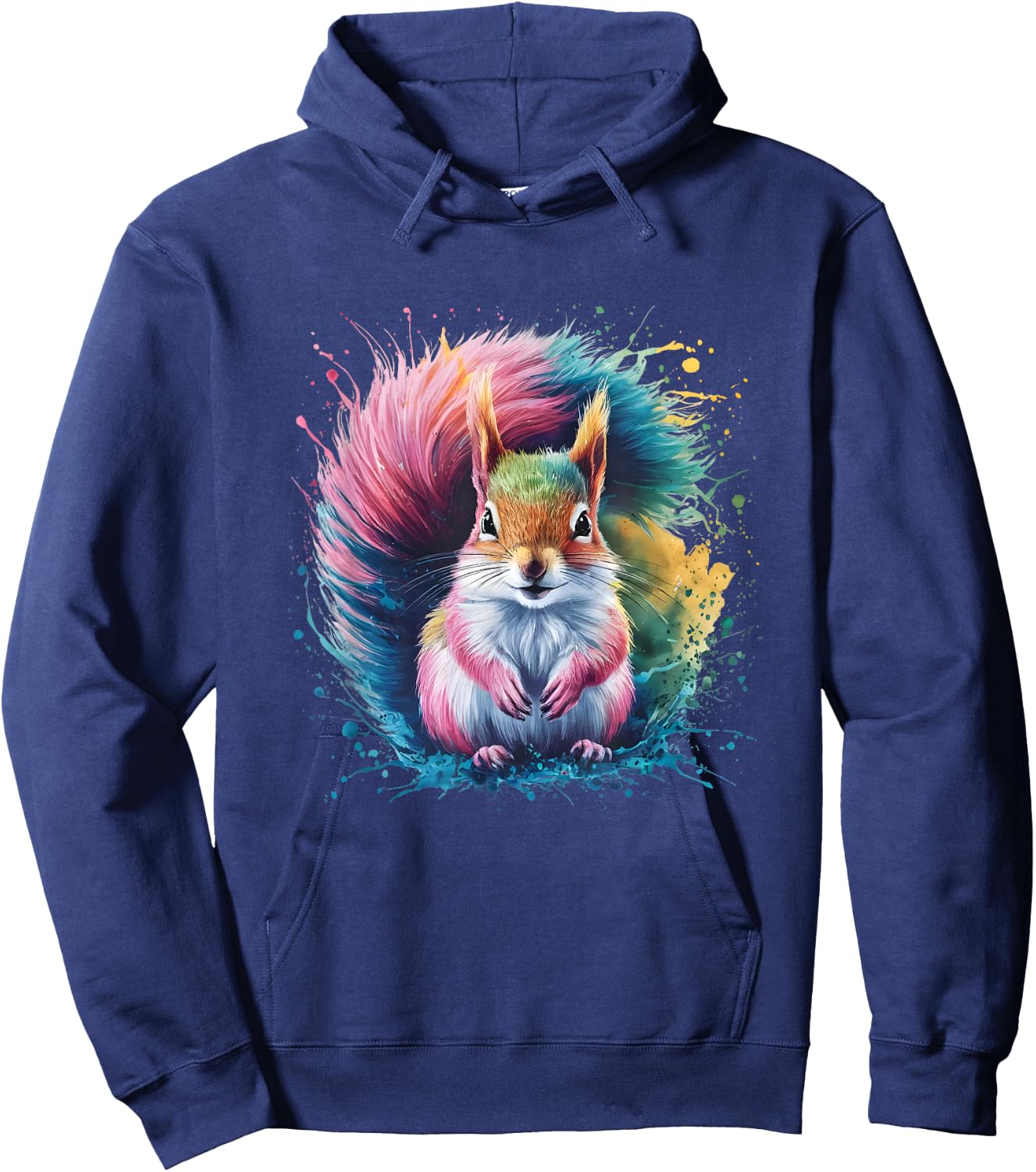 Squirrel Men Women Colourful Watercolour Squirrel Hoodie - Hoodie | Navy