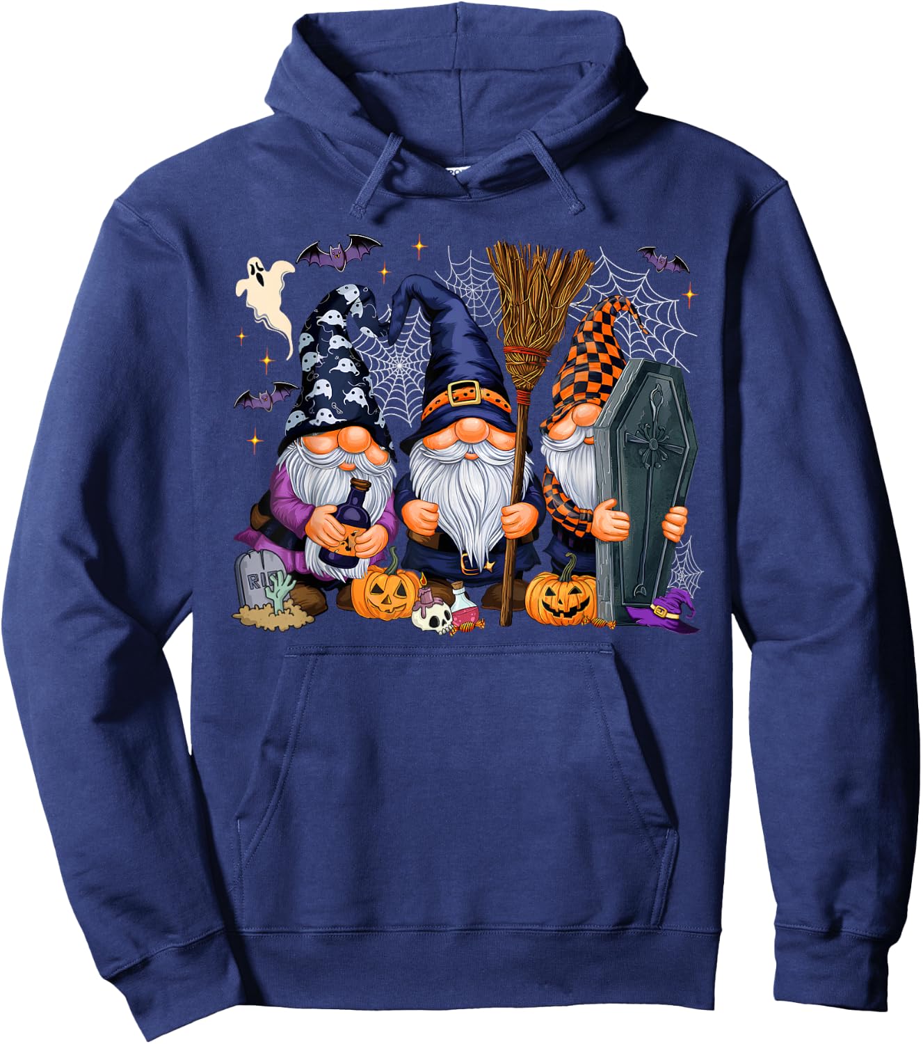 Gnome Witch Halloween Pumpkin Autumn Fall Holiday 2024 Hoodie - Hoodie | Navy