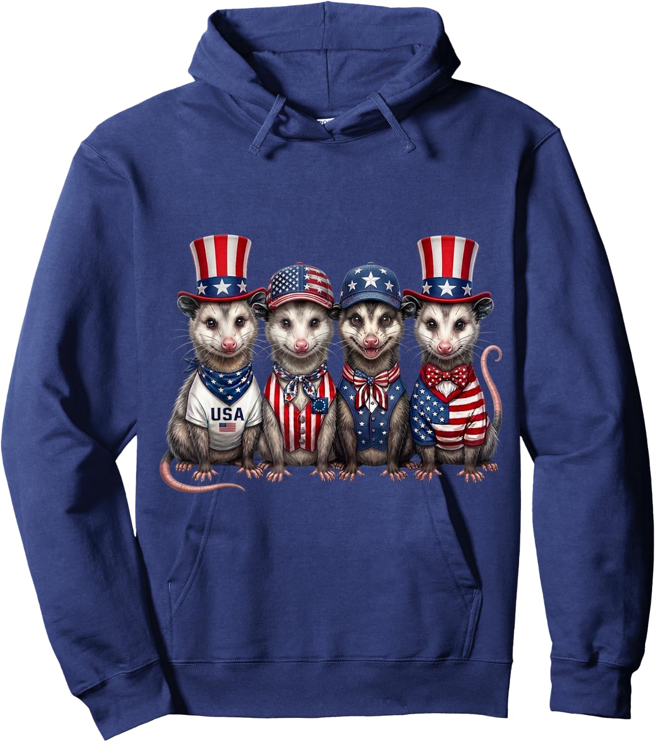 Opossum 4th of July Patriotic Funny Men Women Kids Hoodie - Hoodie | Navy