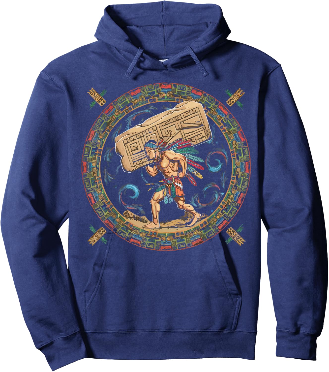 Aztec Calendar Mayan Indigenous Mexican Aztec Jaguar Hoodie - Hoodie | Navy