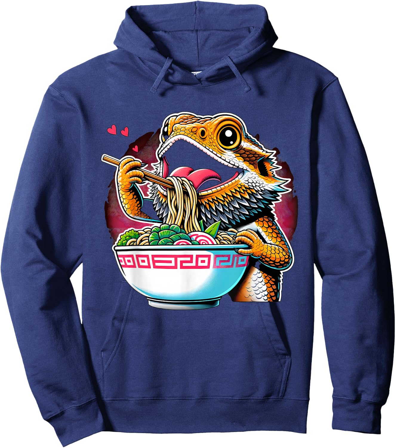 Kawaii Anime Bearded Dragon Ramen Hoodie - Hoodie | Navy