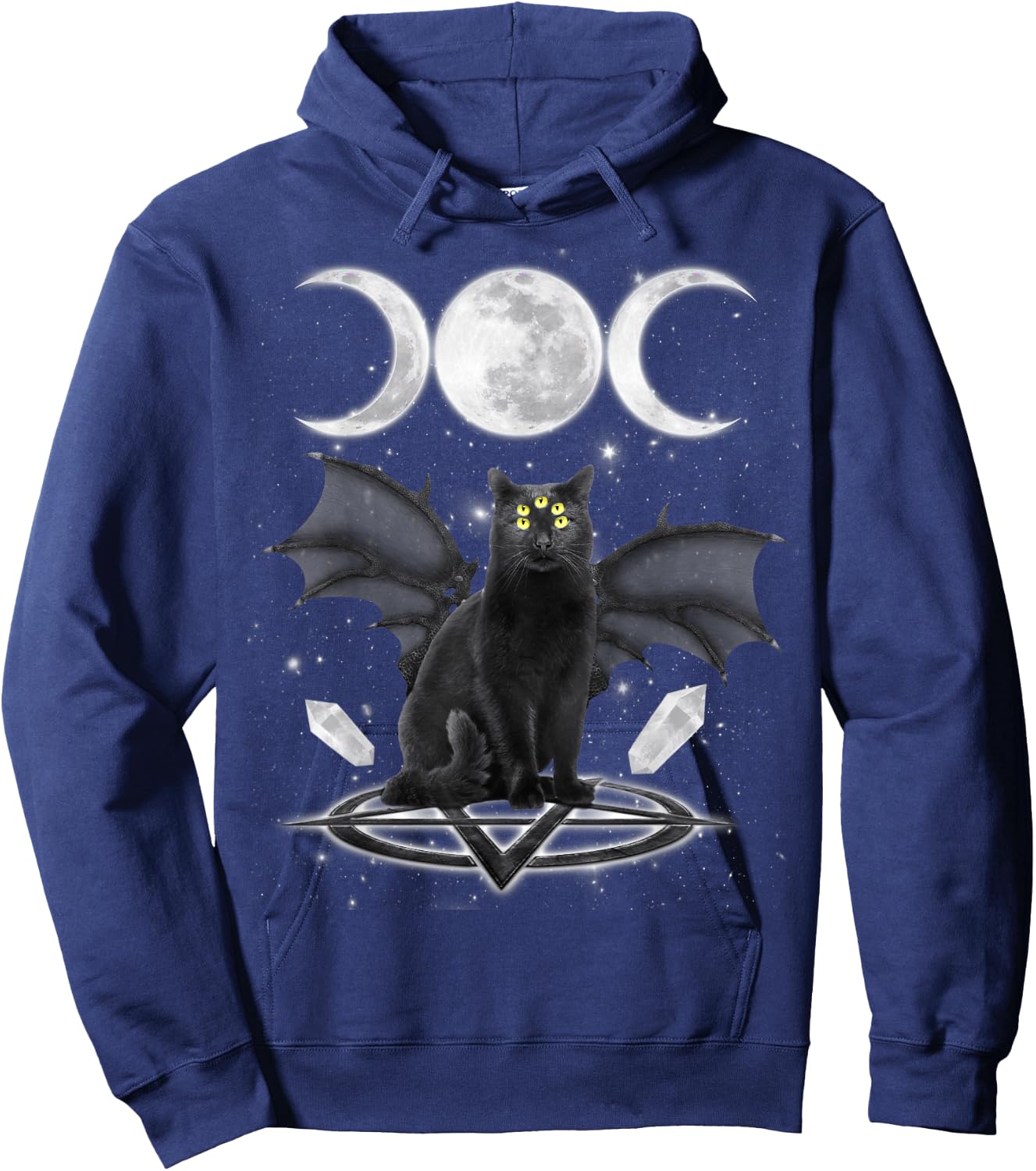 Triple Moon Witch Cat Wicca Wiccan Pagan Symbol Halloween Women Kids Hoodie - Hoodie | Navy