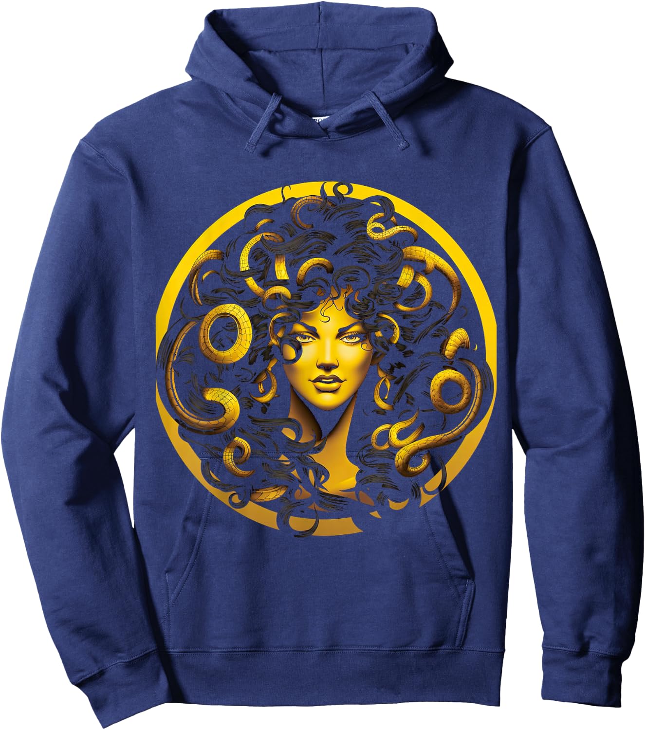 Yellow Medusa Head Greek Mythology Ancient Snake Hoodie - Hoodie | Navy