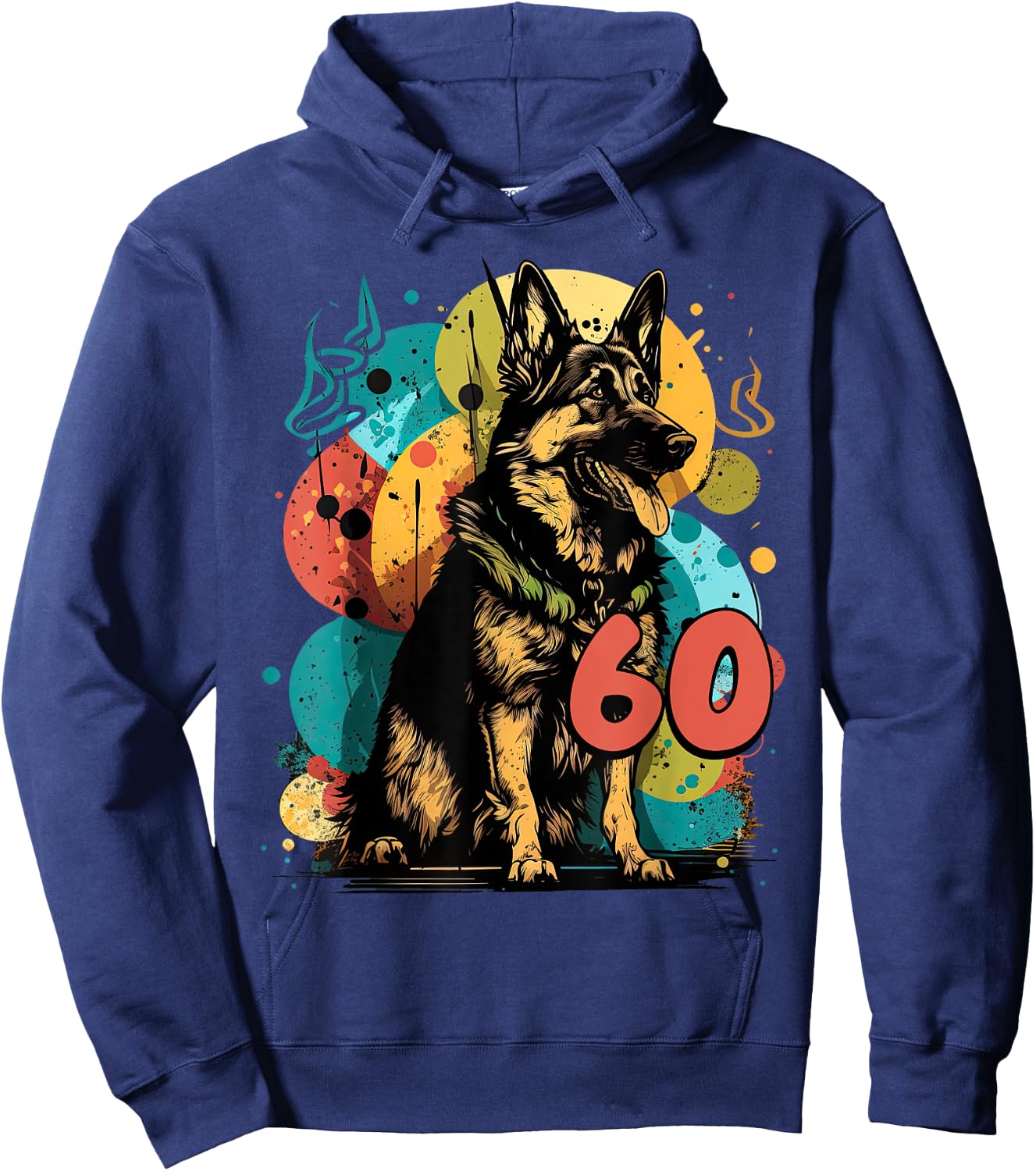 German Shepherd Dog 60th Birthday Themed Party 60 Year Old Hoodie - Hoodie | Navy