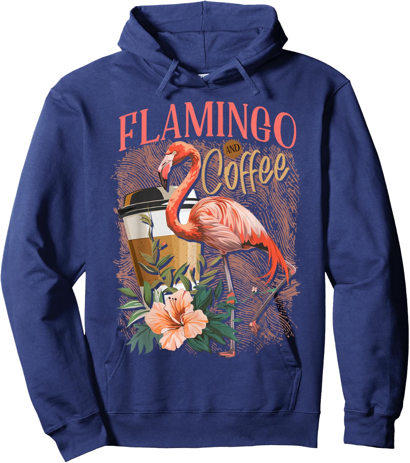 Flamingo Shirt Cute Floral Flamingo And Coffee Lover Hoodie - Hoodie | Navy