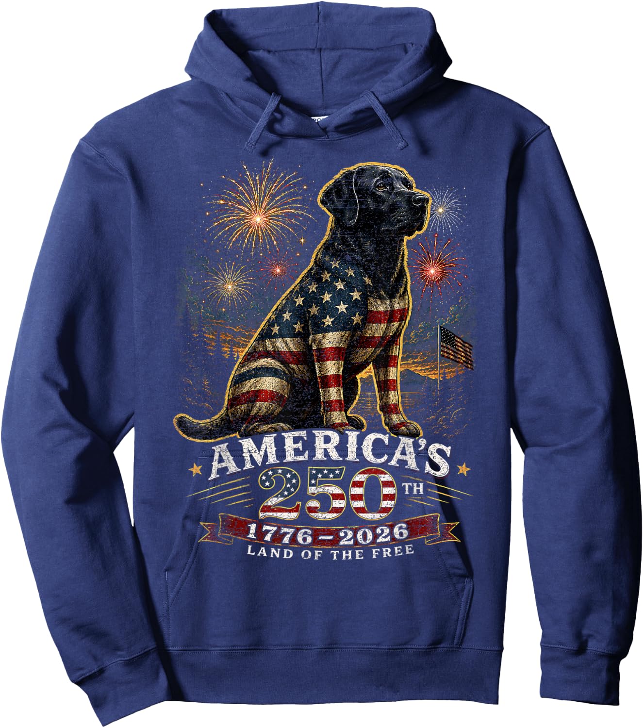 American Flag Labrador Retriever Dog Lab Patriotic Hoodie - Hoodie | Navy