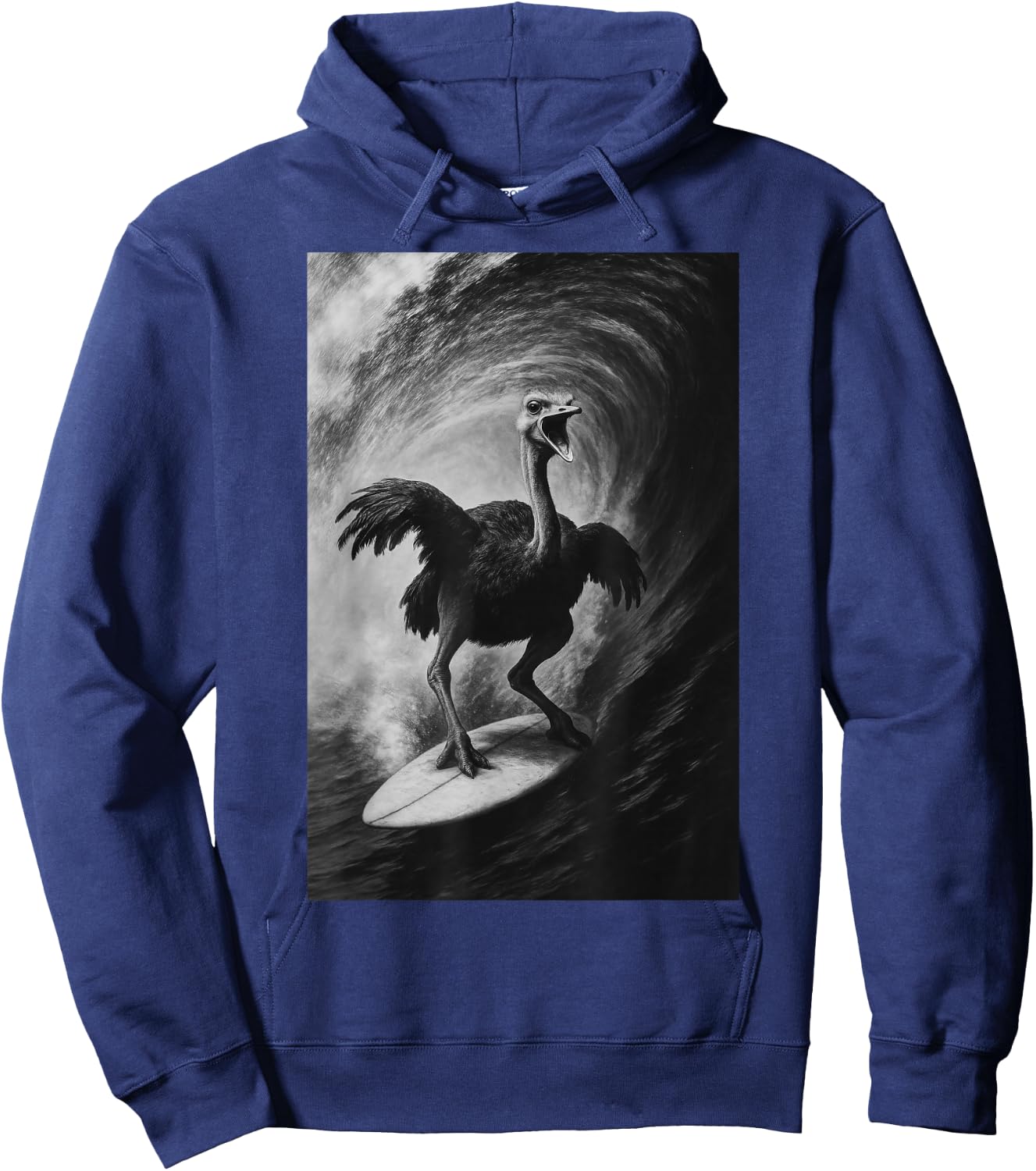 Funny Surfing ostrich Selfie On Surfboard Safari Animal Hoodie - Hoodie | Navy