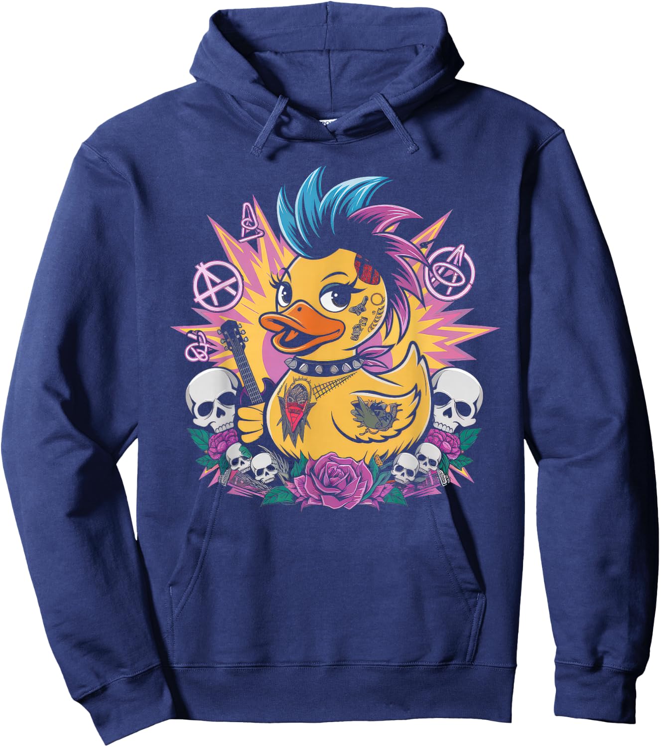 Punk Femmes Masculin Canard Rock Rock Canard Anarchy Hoodie - Hoodie | Navy