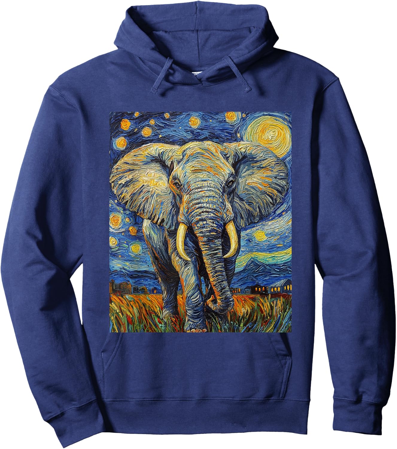 Cute Elephant Africa - Van Gogh Style - Starry Night Hoodie - Hoodie | Navy