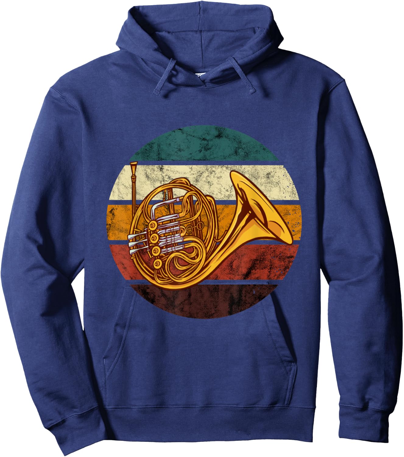 French Horn Player Retro Brass Instrument French Horn Hoodie - Hoodie | Navy