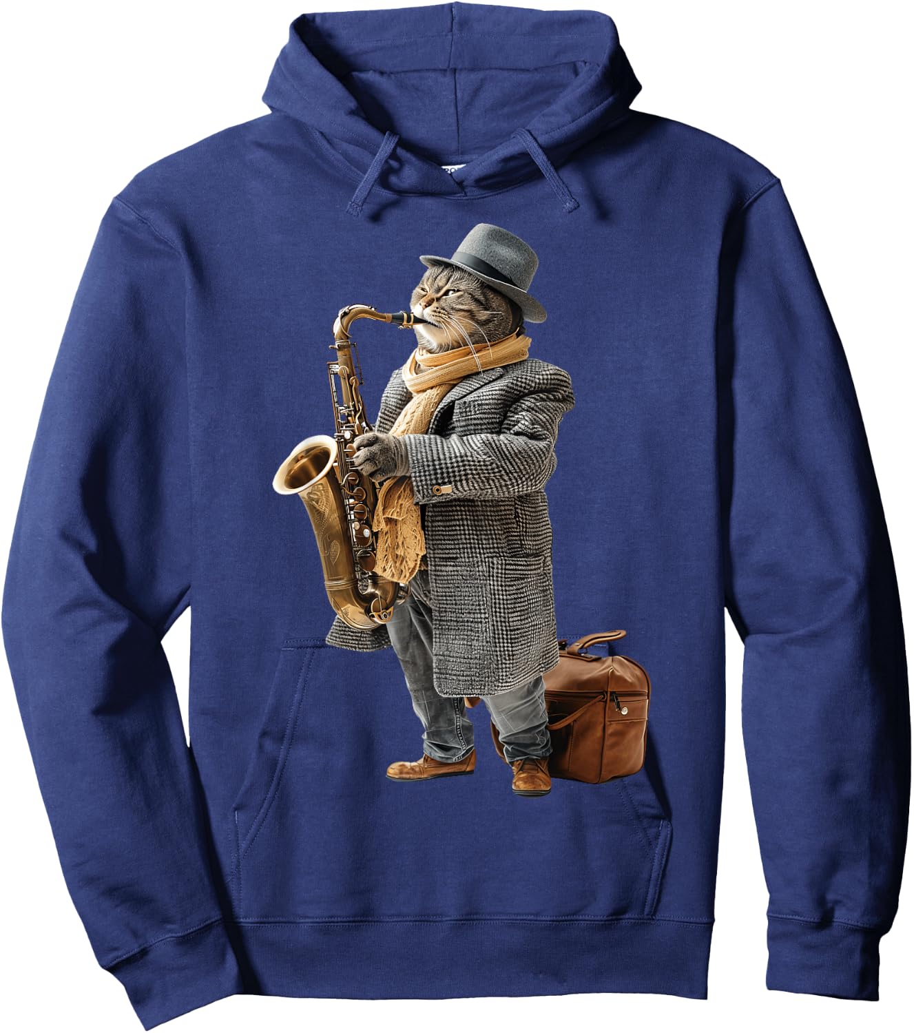 Cat Saxophone Hoodie - Hoodie | Navy
