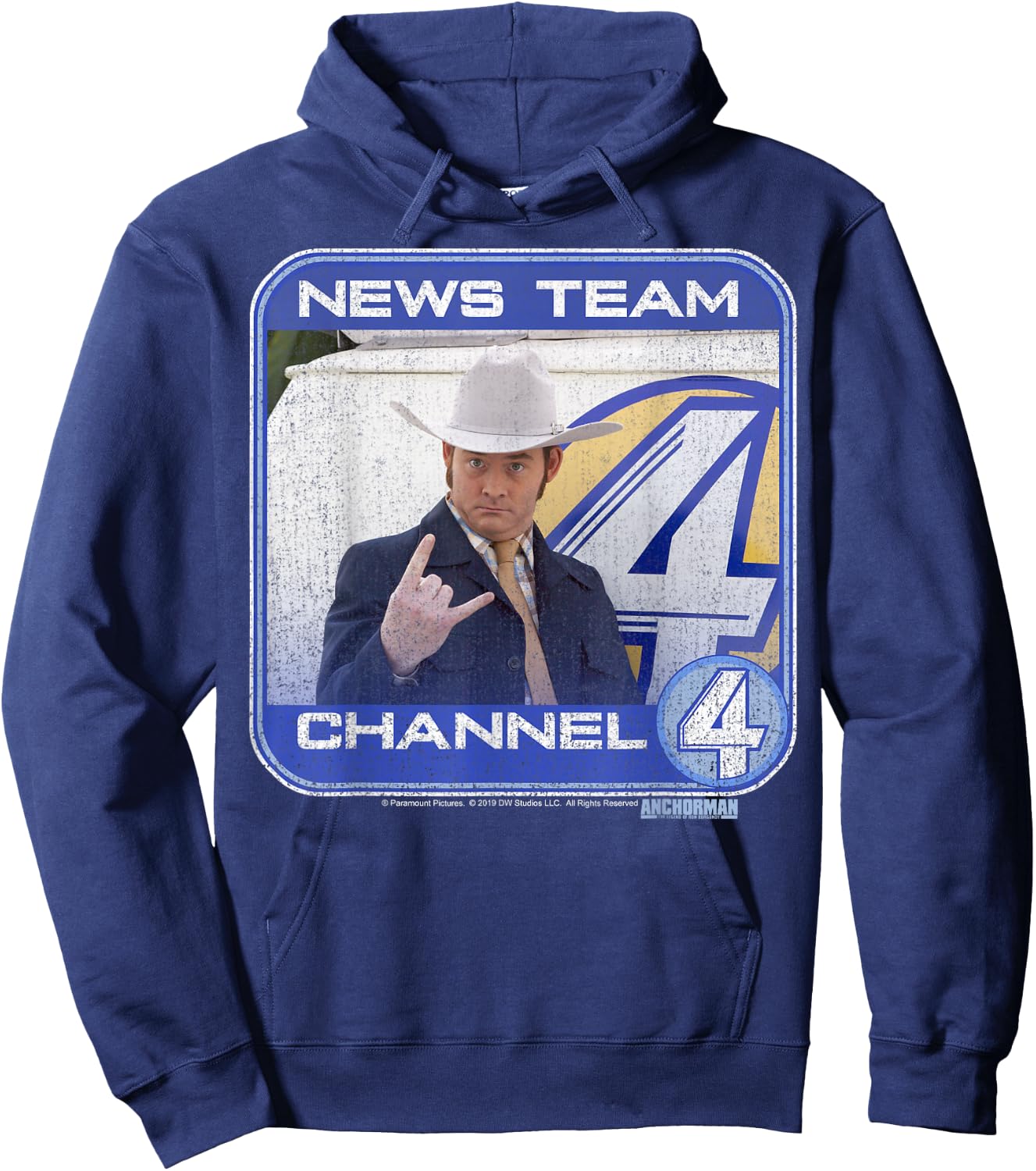 Anchorman Champ Kind Channel Four Portrait Panel Hoodie - Hoodie | Navy
