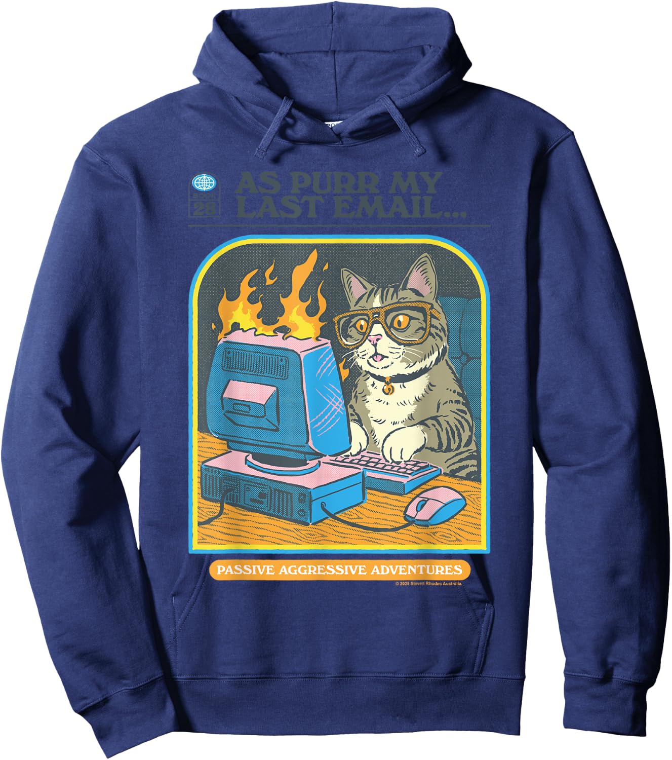 My Last Email Cat Sarcastic Retro Funny Adult Work Humor Hoodie - Hoodie | Navy