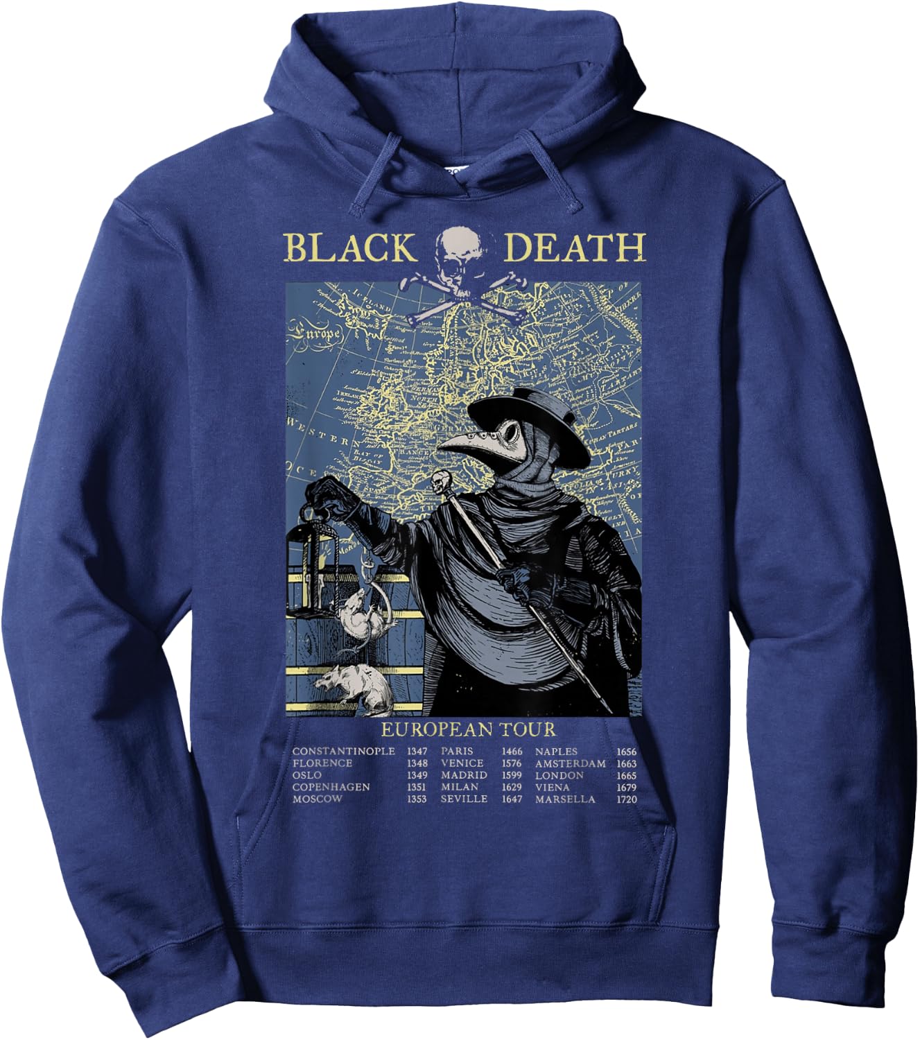 Pest Mask Doctor Plague Black Death European Tour , black Hoodie - Hoodie | Navy