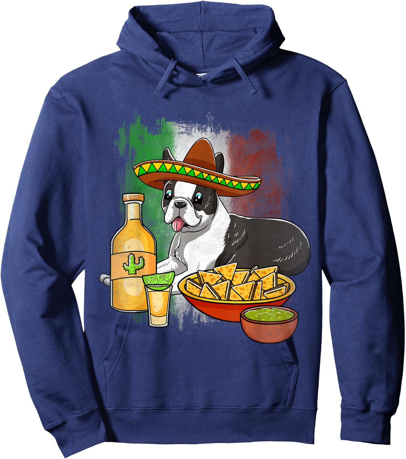 Boston Terrier Cinco De Mayo Mexican Sombrero Taco Dog Nacho Hoodie - Hoodie | Navy