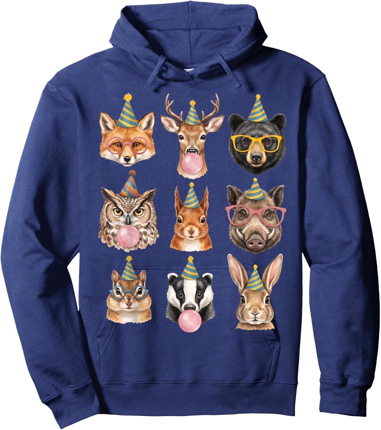 Cute Woodland Animals Birthday Party Forest Animal Bday Kids Hoodie - Hoodie | Navy