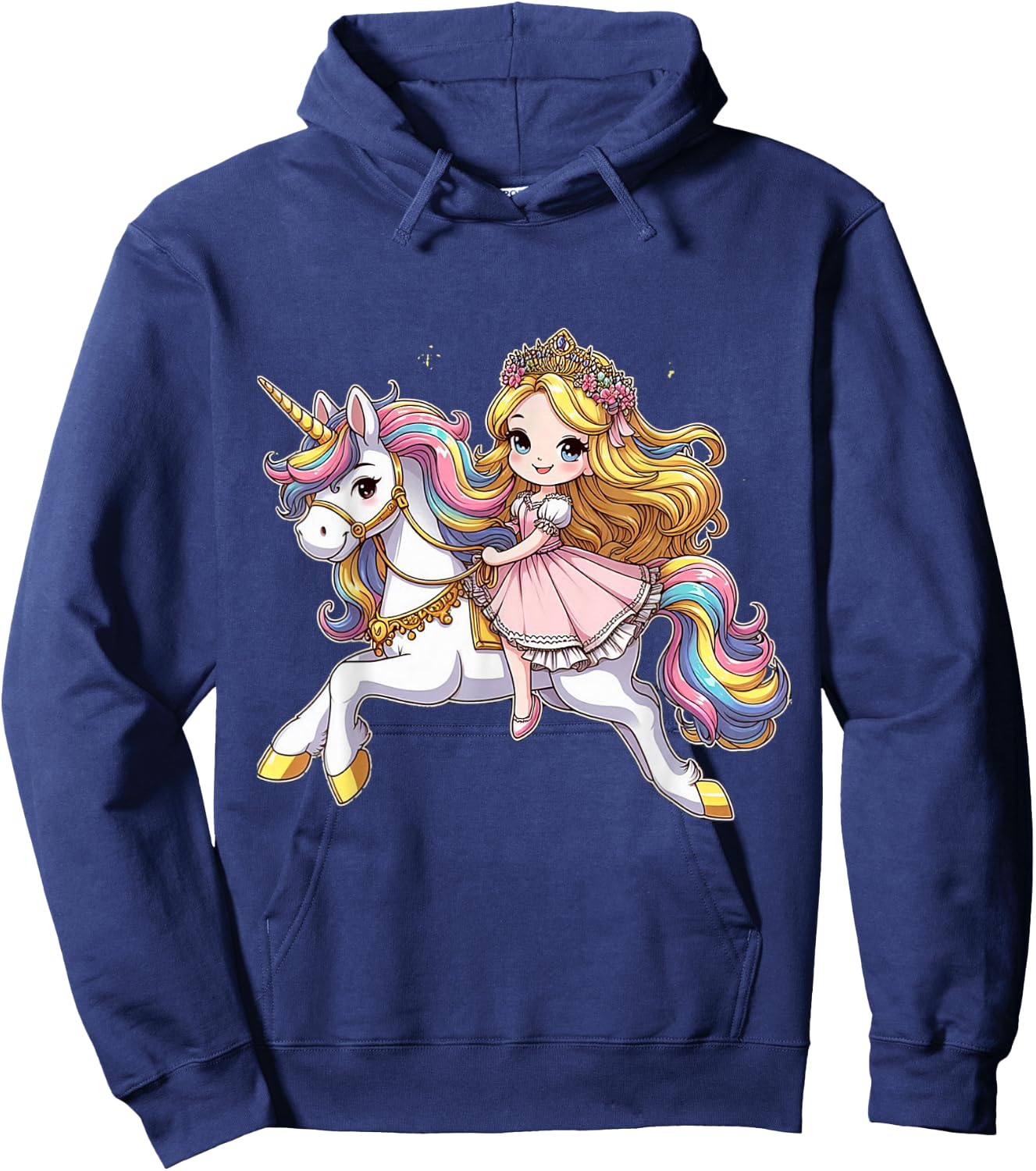 Princess Riding a Unicorn Boys Girls Men Women Children Adult , black, S Hoodie - Hoodie | Navy