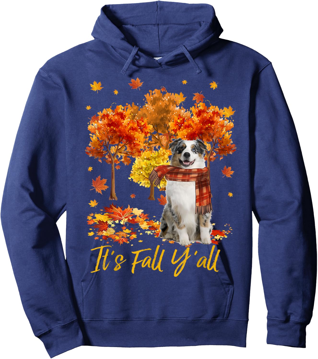 It's Fall Y'all Aussie Dog Tree Pumpkin Fall Autumn Men Women Hoodie - Hoodie | Navy