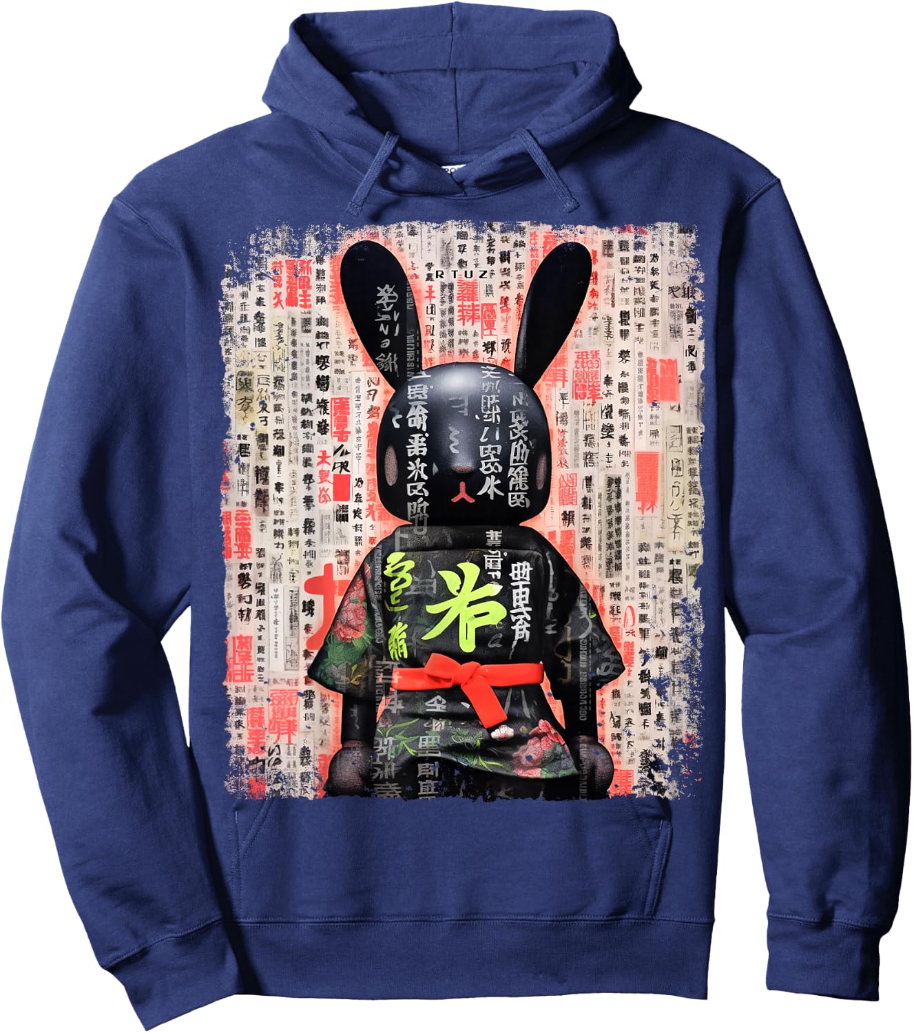 Hip Hop Y2K Vintage Hipster Hare Streetwear Bunny Samurai Hoodie - Hoodie | Navy