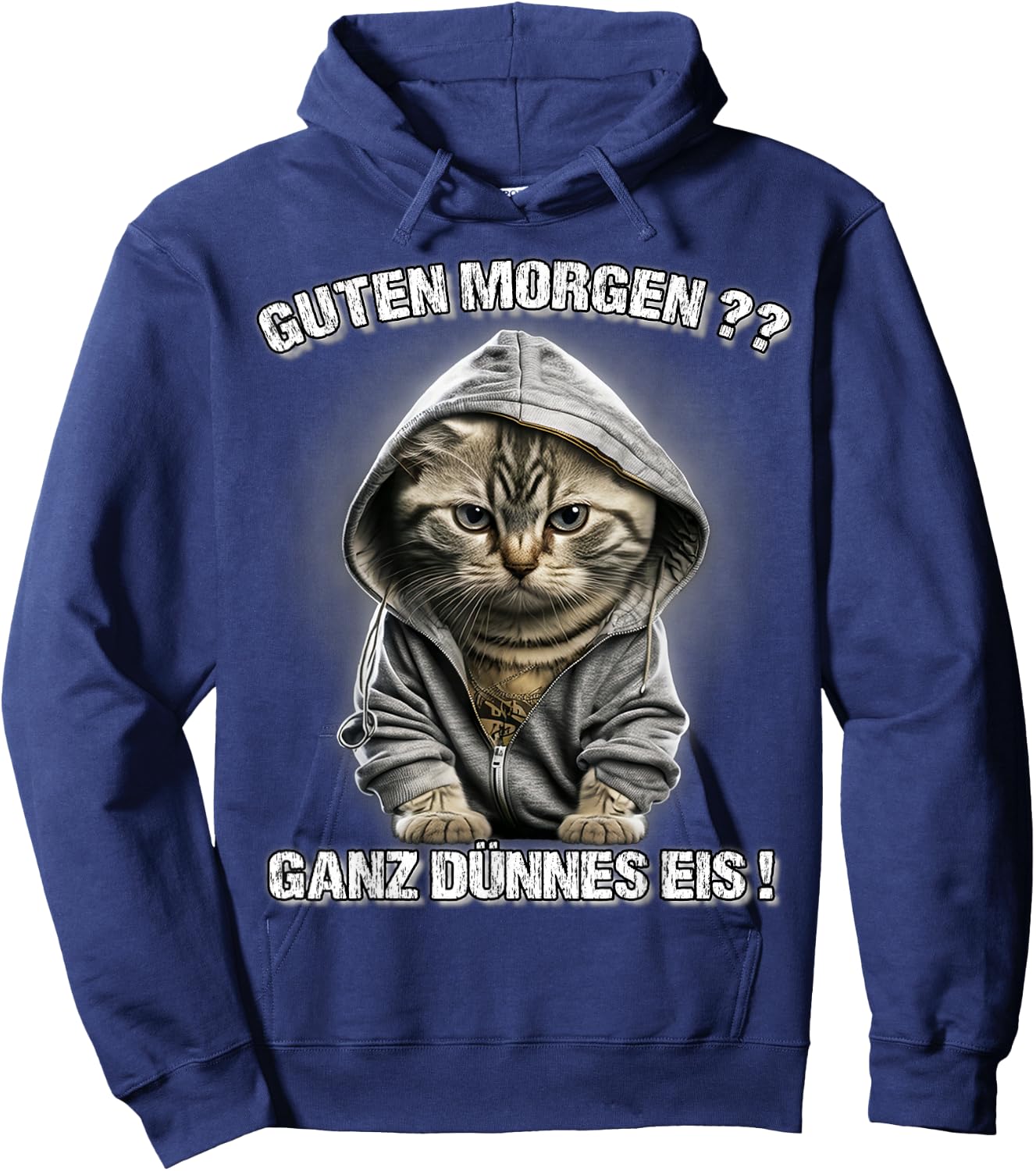 Guten Morgen? Ganz Dünnes Eis! Funny Cats Coffee , black Hoodie - Hoodie | Navy