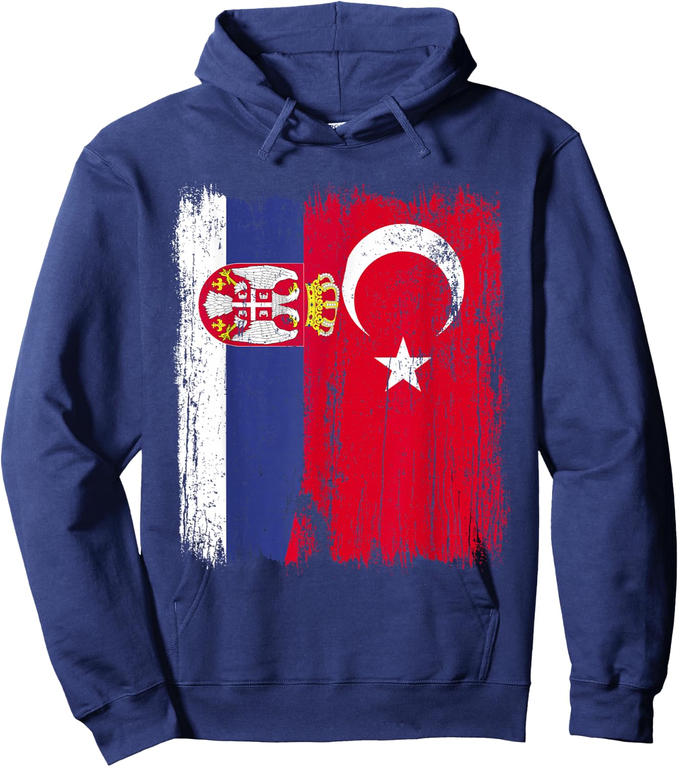 Serbia Turkey Half Flag Turkiye Serbian Turkish Jersey Hoodie - Hoodie | Navy