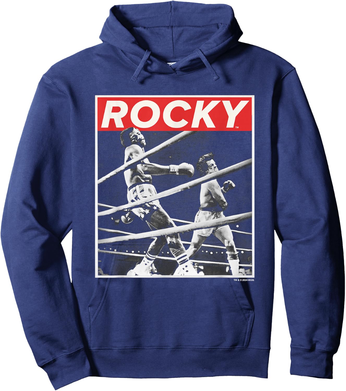 Rocky Savage Punch Apollo Creed Fight Vintage Panel , Black, S Hoodie - Hoodie | Navy