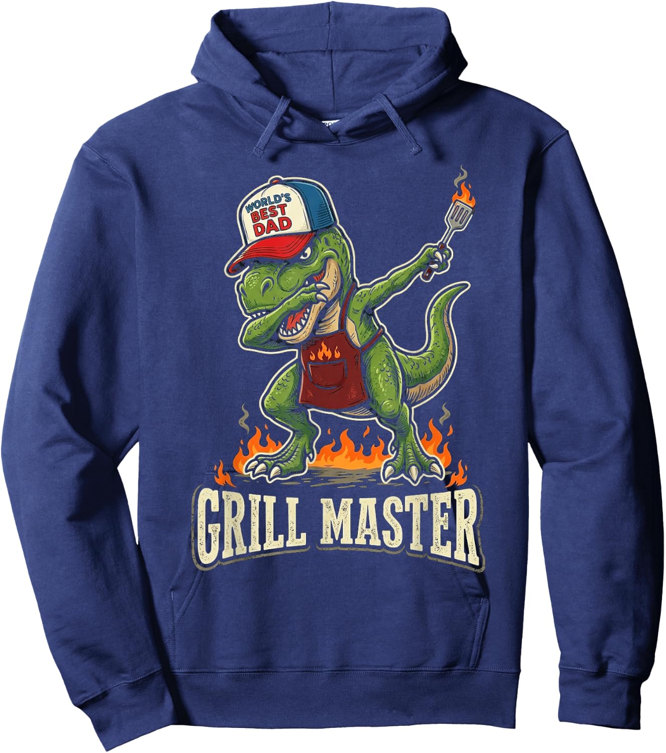 Funny Dinosaur BBQ Grilling Dad Father's Day Summer Cookout Hoodie - Hoodie | Navy