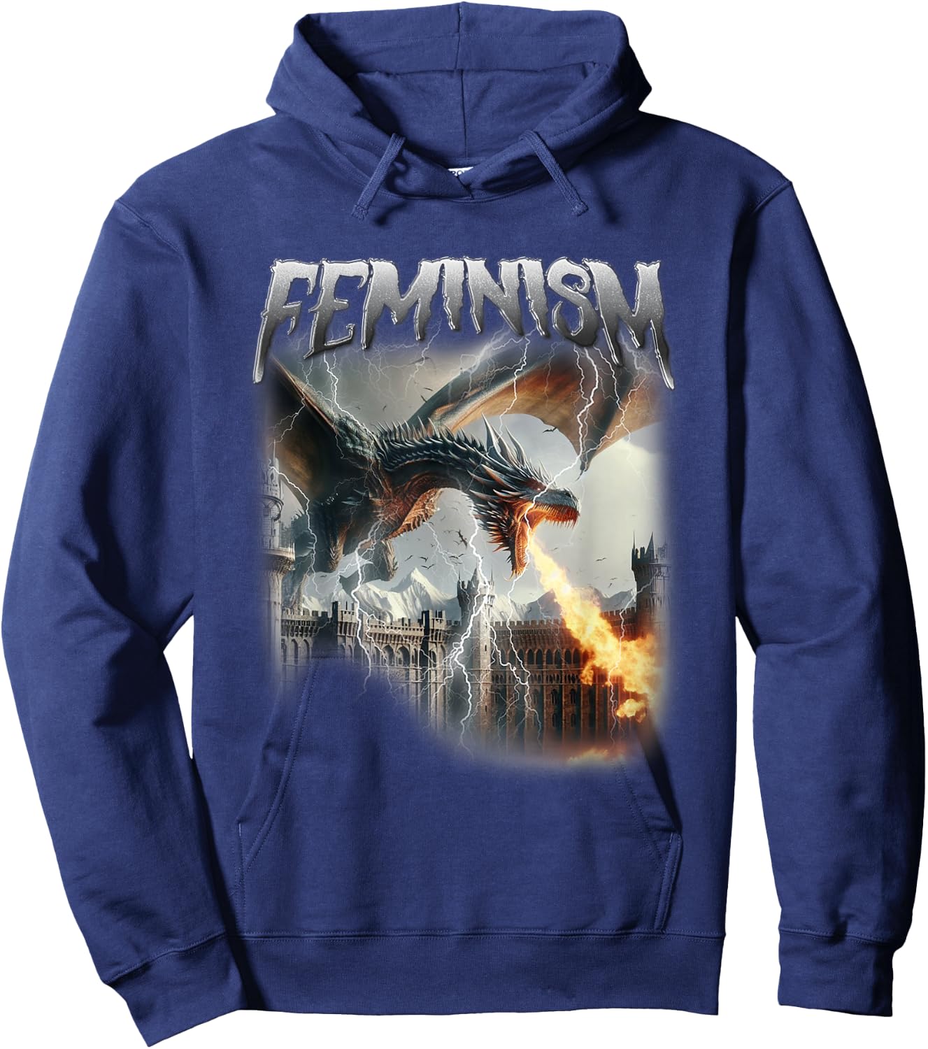 Feminism Dragon Fantasy Feminist Dark Academia Women Hoodie - Hoodie | Navy