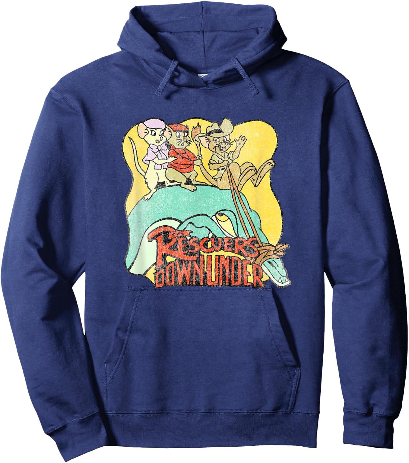 Disney The Rescuers Down Under Vintage Retro Lizard Ride Hoodie - Hoodie | Navy