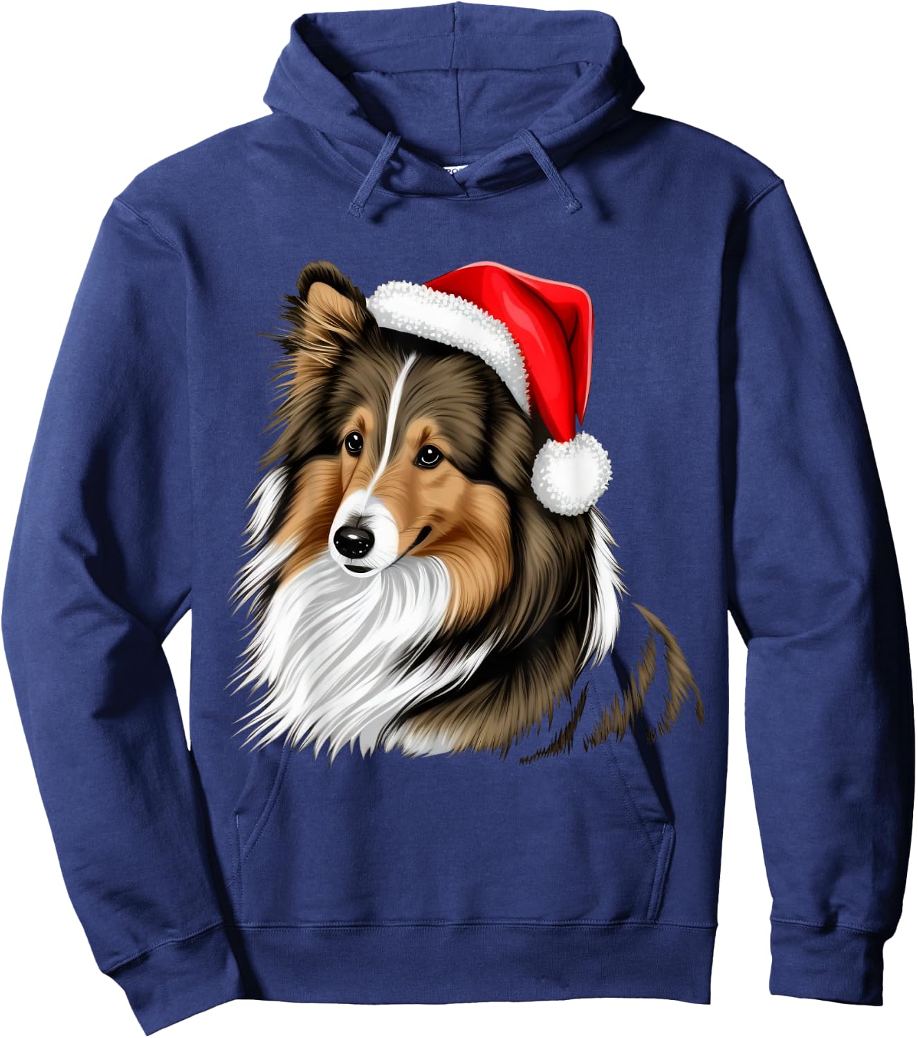 Xmas Shetland Sheepdog Santa on Christmas Sheltie Men Women Kids Hoodie - Hoodie | Navy