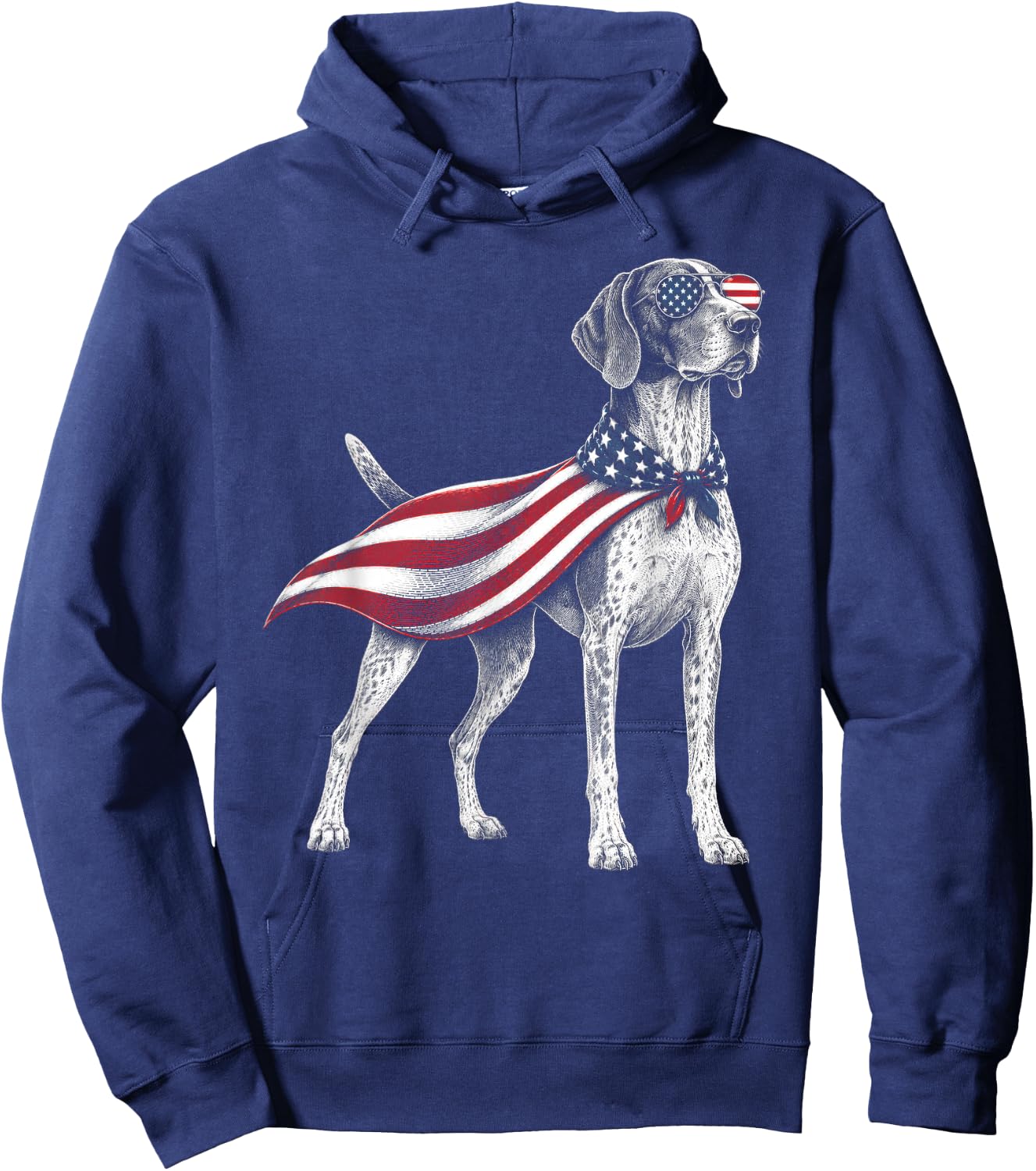 German Shorthaired Pointer 4th of July US American Flag Dog Hoodie - Hoodie | Navy