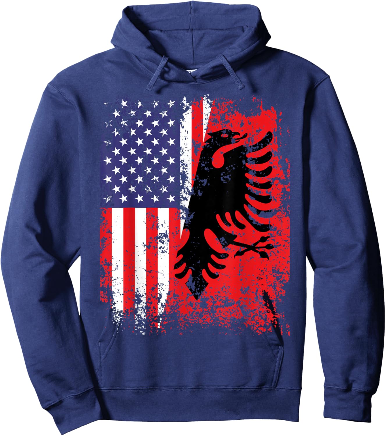 Albanian American Flag USA Albania Flag Hoodie - Hoodie | Navy