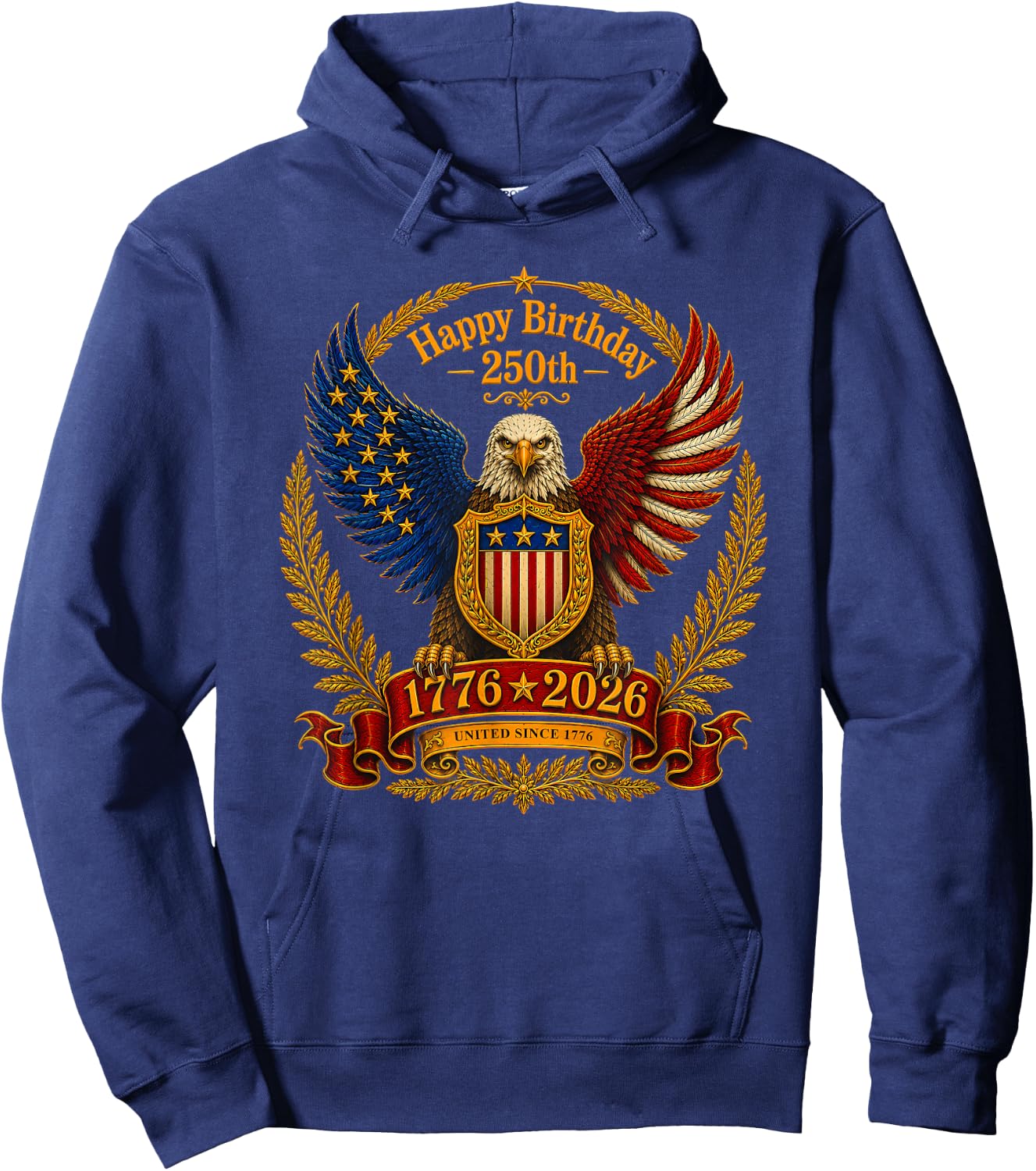 4th July 250th Independence Day 250 Years American 1776 2026 Hoodie - Hoodie | Navy