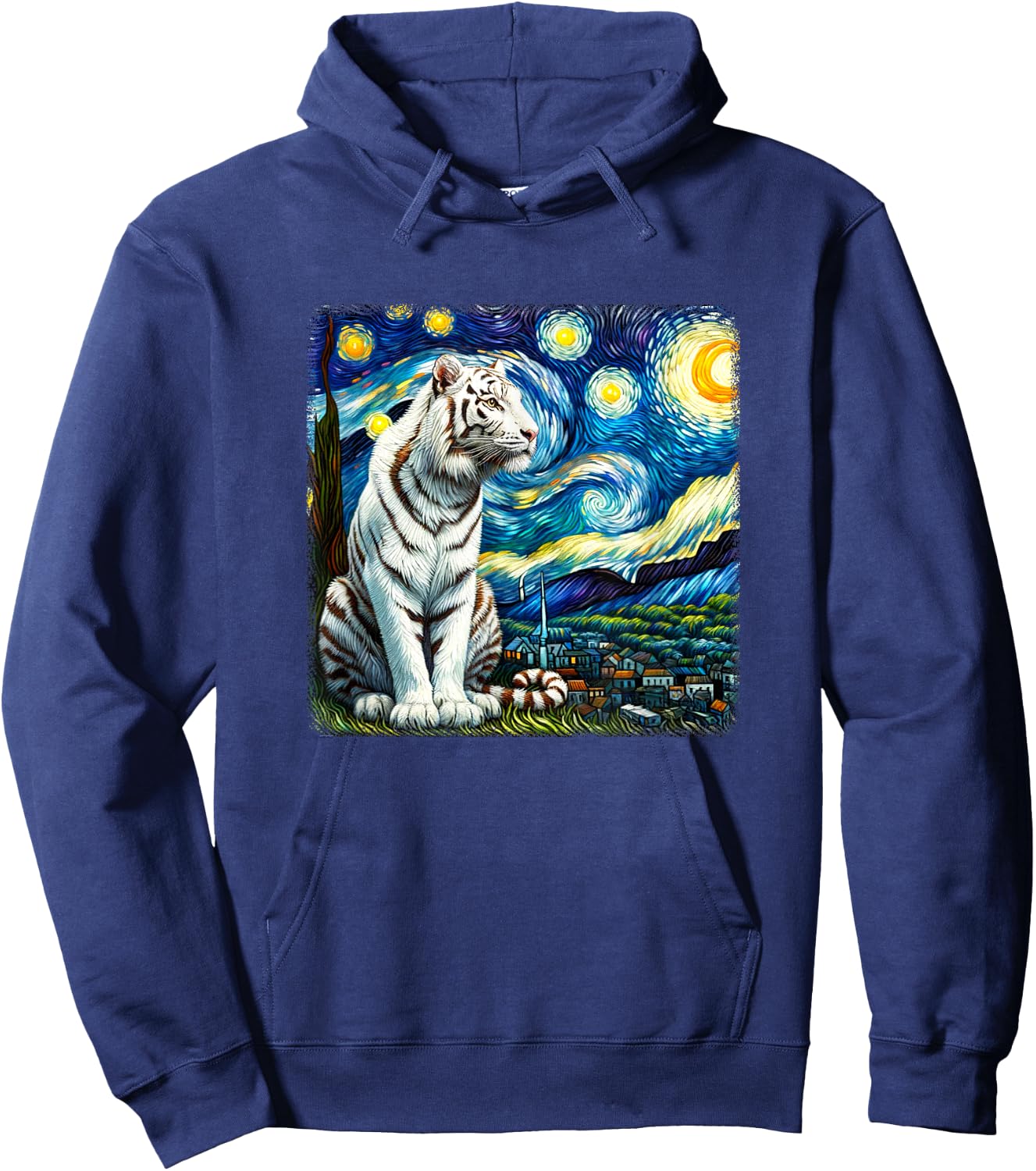 White Tiger Starry Night Hoodie - Hoodie | Navy