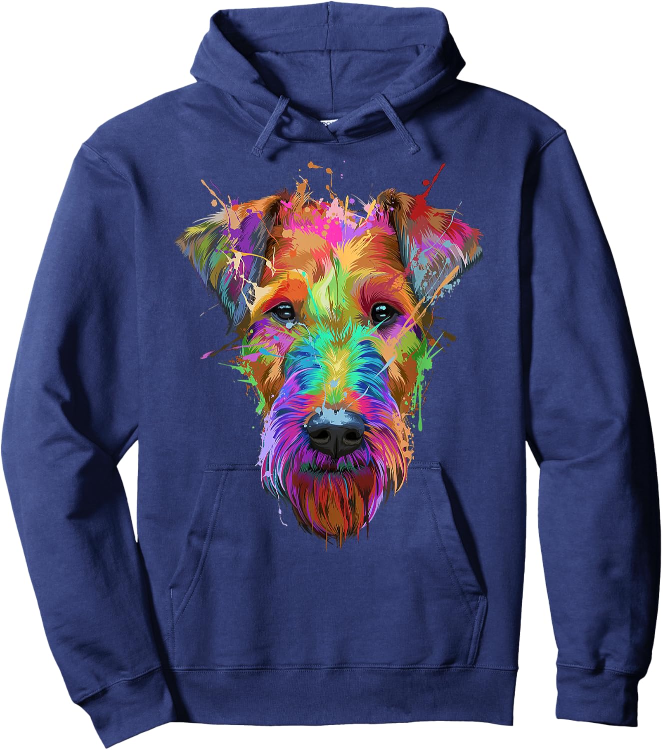 Cute Airedale Terrier Dog Colorful Pop Art Style Retro Hoodie - Hoodie | Navy