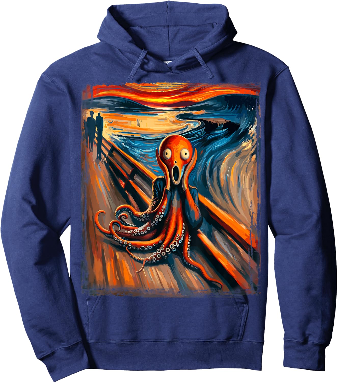 Scream Funny Ocean Surreal Artwork Humor Art Artsty Octopus Hoodie - Hoodie | Navy