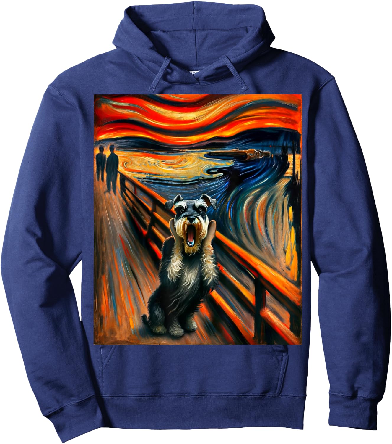 Expressionist Artsy Schnauzer Mini Dog | Artistic Schnauzer Hoodie - Hoodie | Navy