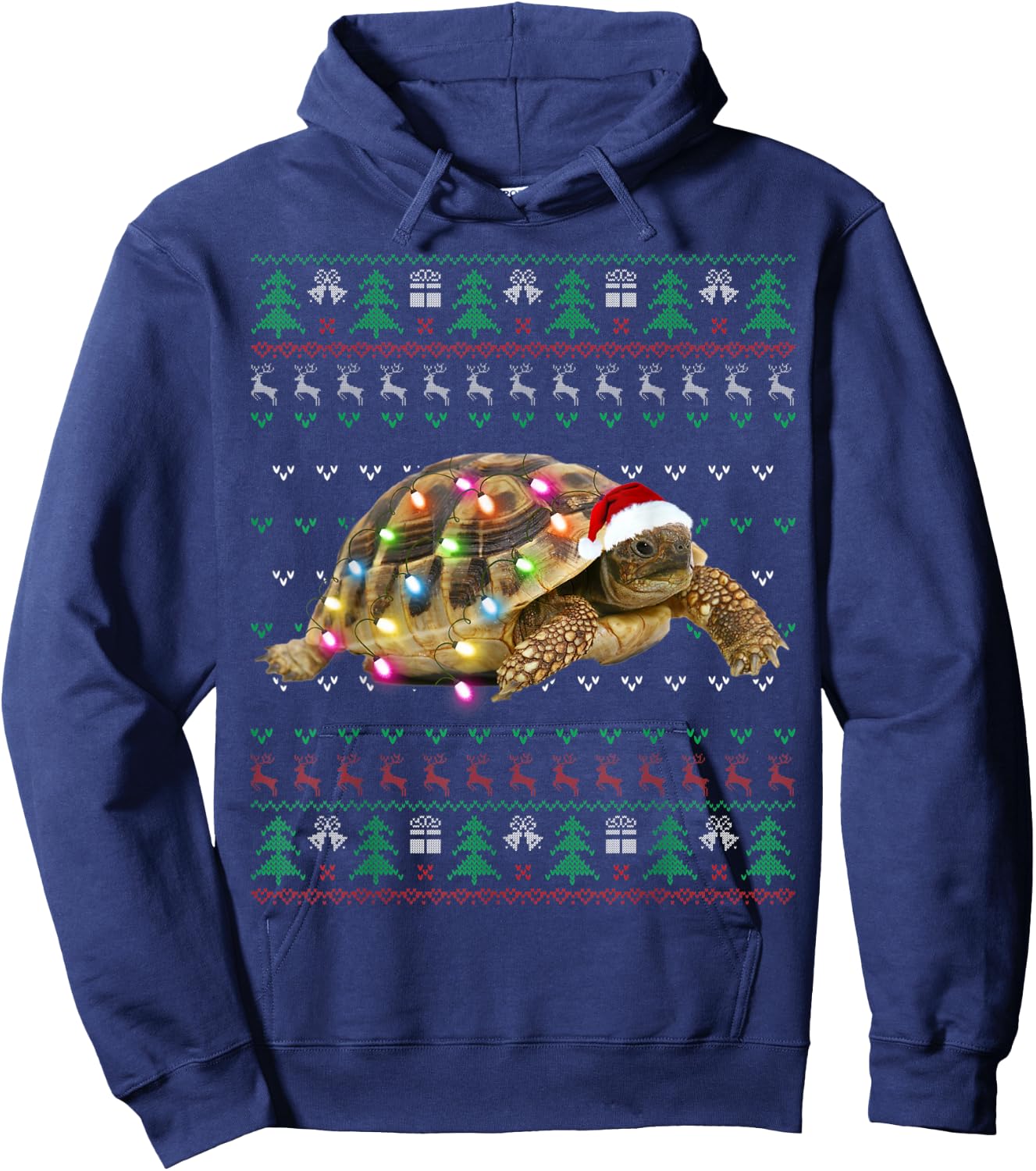 African Sulcata Tortoise Ugly Christmas Sweater Hoodie - Hoodie | Navy