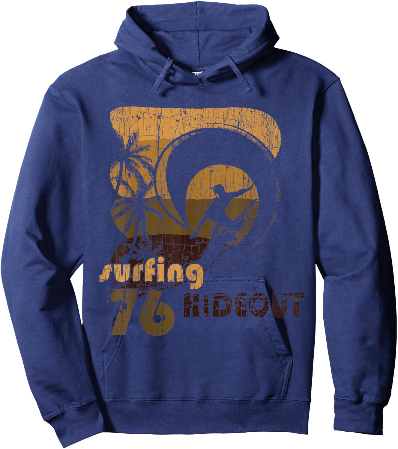 Retro Vintage Look Surfing Hideout 76 Surfer Hoodie - Hoodie | Navy