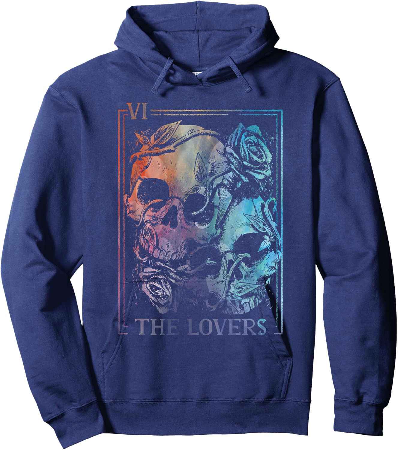 The Lovers Tarot Card Occult Goth Halloween Gothic Soulmate Hoodie - Hoodie | Navy