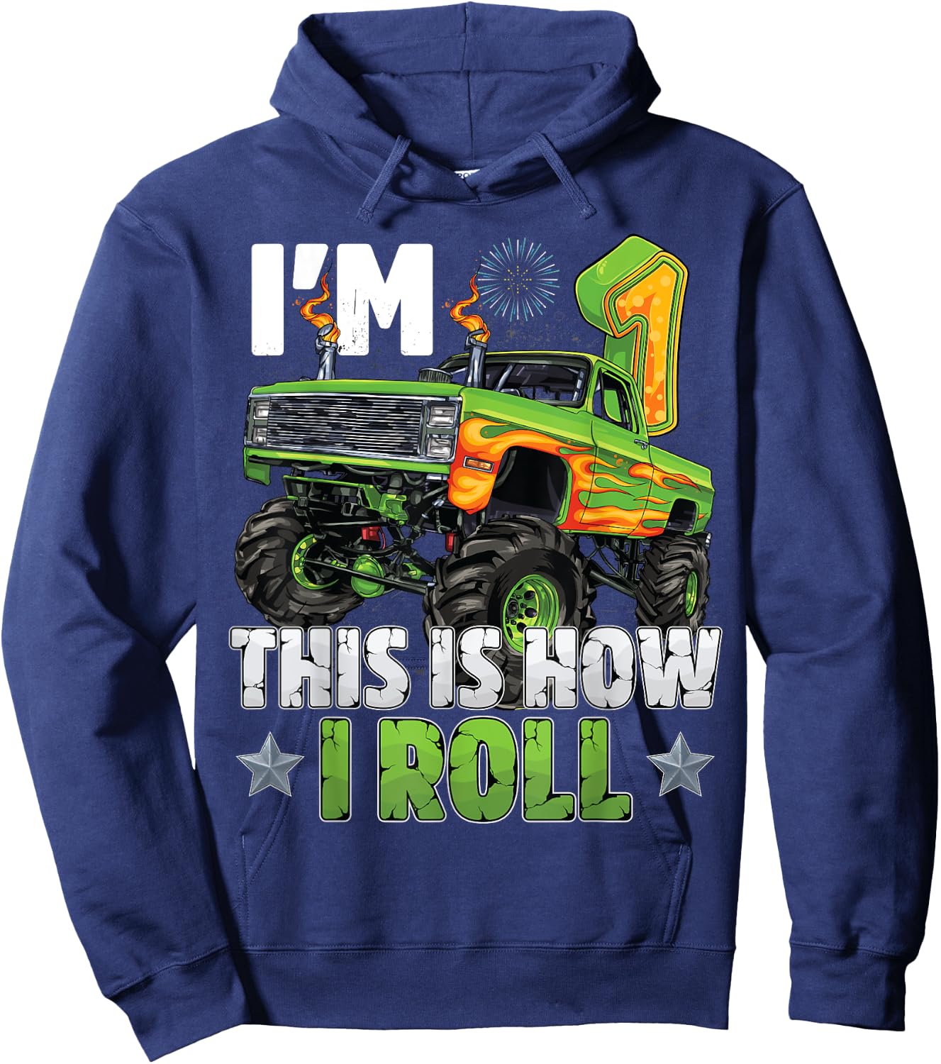This Is How I Roll 1st Birthday Boy Monster Truck 1 Year Old Hoodie - Hoodie | Navy