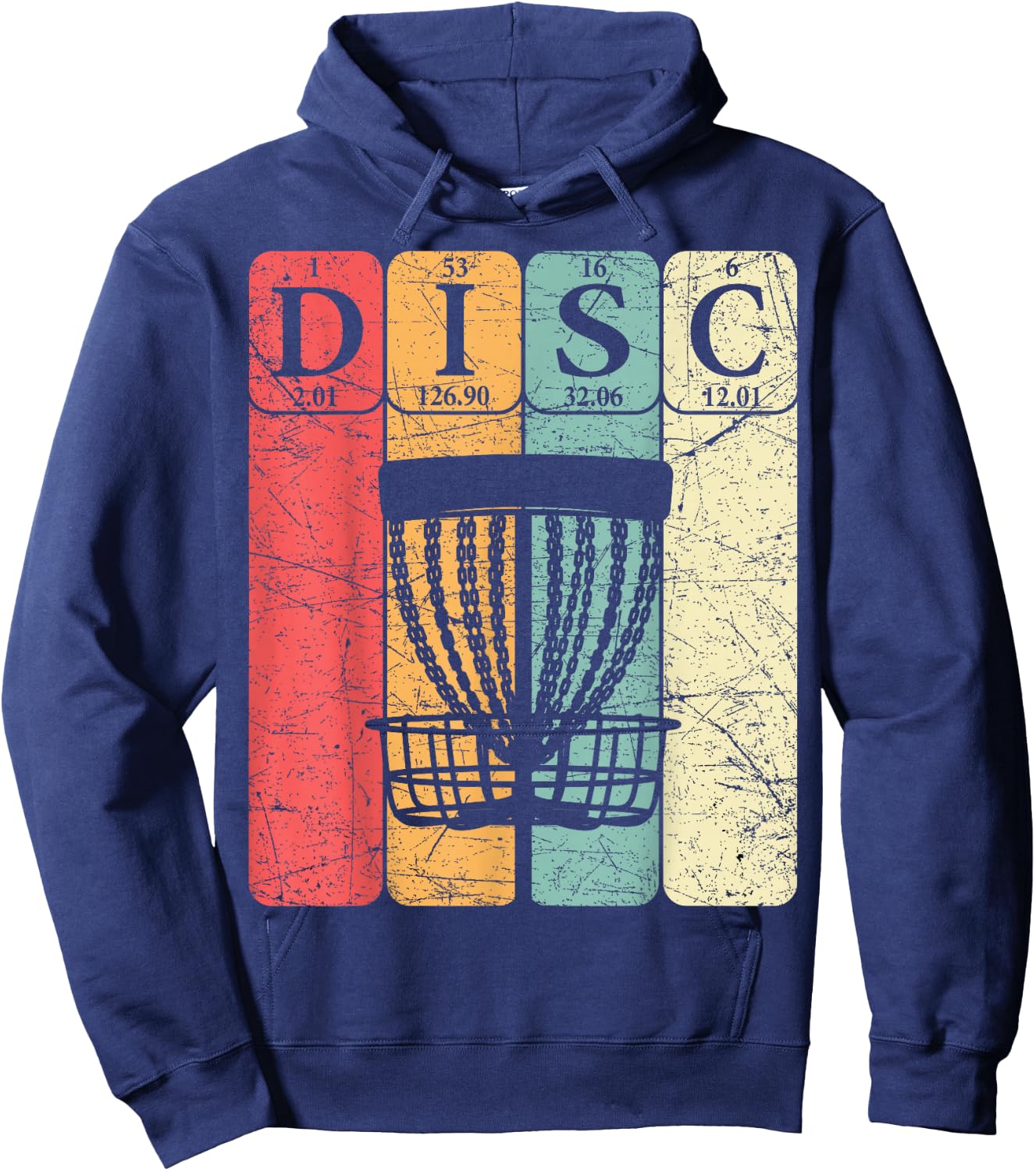 Disc Golf Periodic Table Elements Frolf Player Vintage Hoodie - Hoodie | Navy