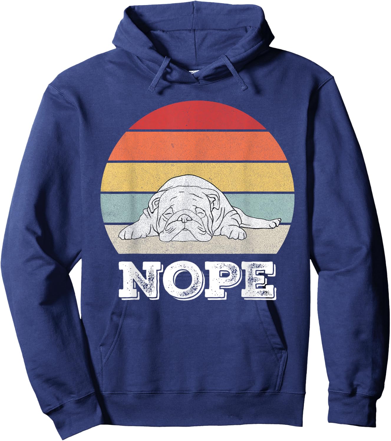 Retro Nope Lazy English Bulldog Dog Shirt Dog Lover Gifts Hoodie - Hoodie | Navy