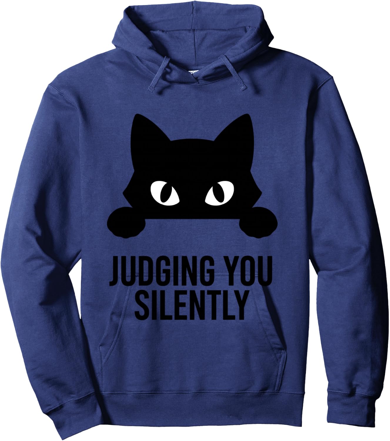 Black Cute Cat Eyes Minimalist Funny Judging You Silently Hoodie - Hoodie | Navy