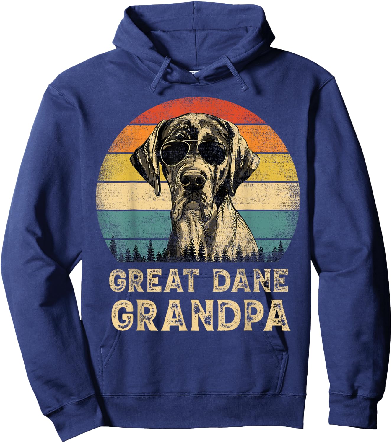 Vintage Great Dane Grandpa Dog Lovers Father's Day Hoodie - Hoodie | Navy