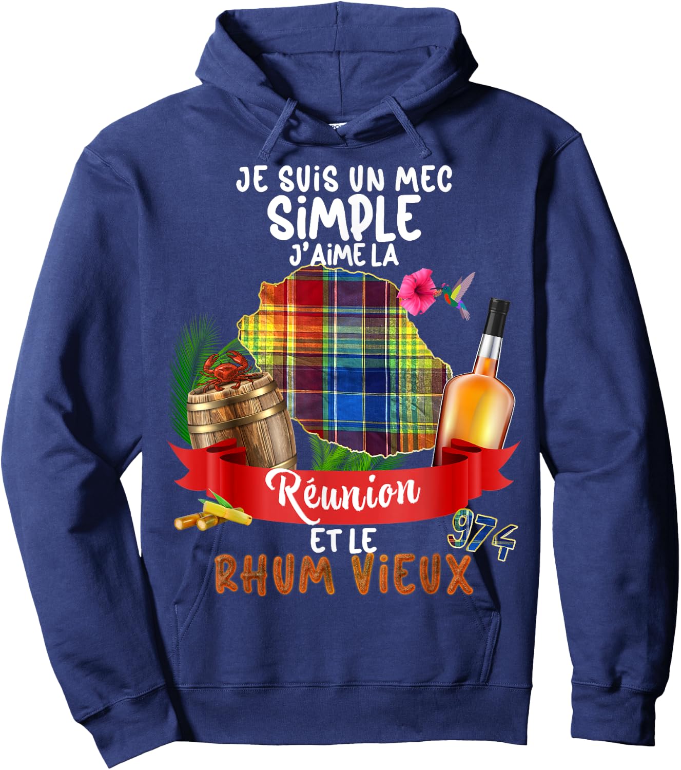 Man Reunion Island Aperitif Rum Old Ti Punch Papa Grandpa , Black, S Hoodie - Hoodie | Navy
