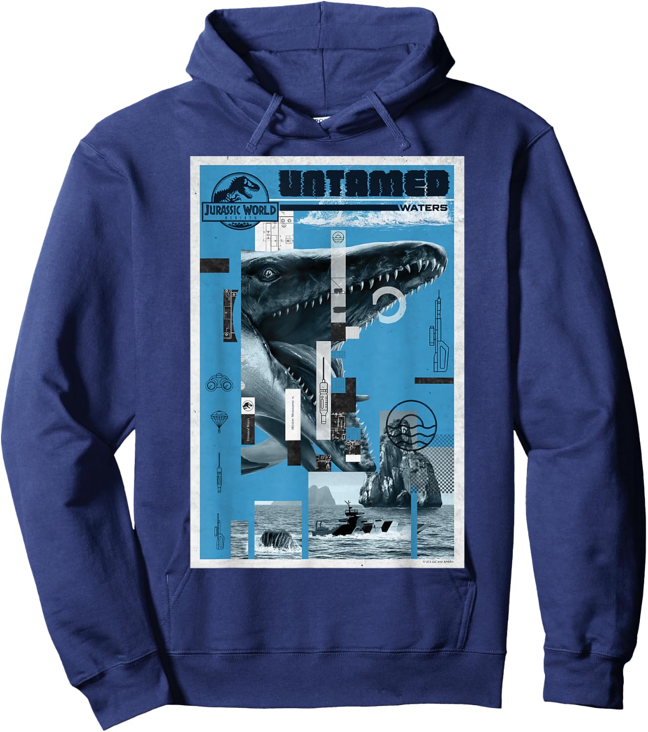 Jurassic World Rebirth Mosasaurus Untamed Waters Hoodie - Hoodie | Navy