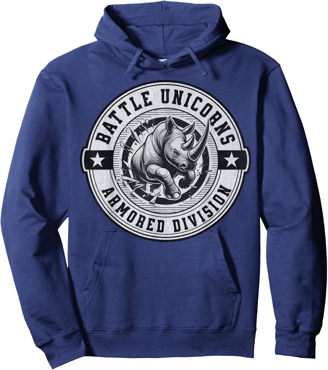 Unicorn Design- Adults or Kids- Battle Unicorns Rhino -Funny Hoodie - Hoodie | Navy
