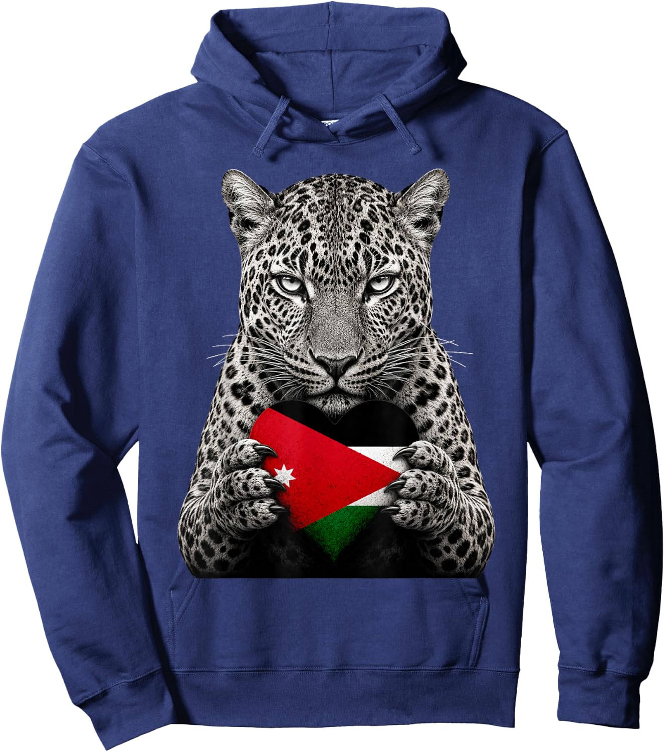 Jordan Flag Heart Pride Country Heritage Leopard Jordanian Hoodie - Hoodie | Navy